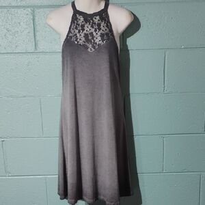 Mudd Charcoal Lace Halter Mini Dress